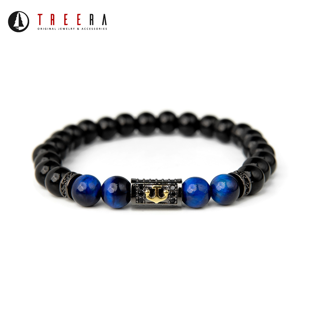 Treera Anchor Blue Stone Gelang Batu Alam Asli Pria Premium