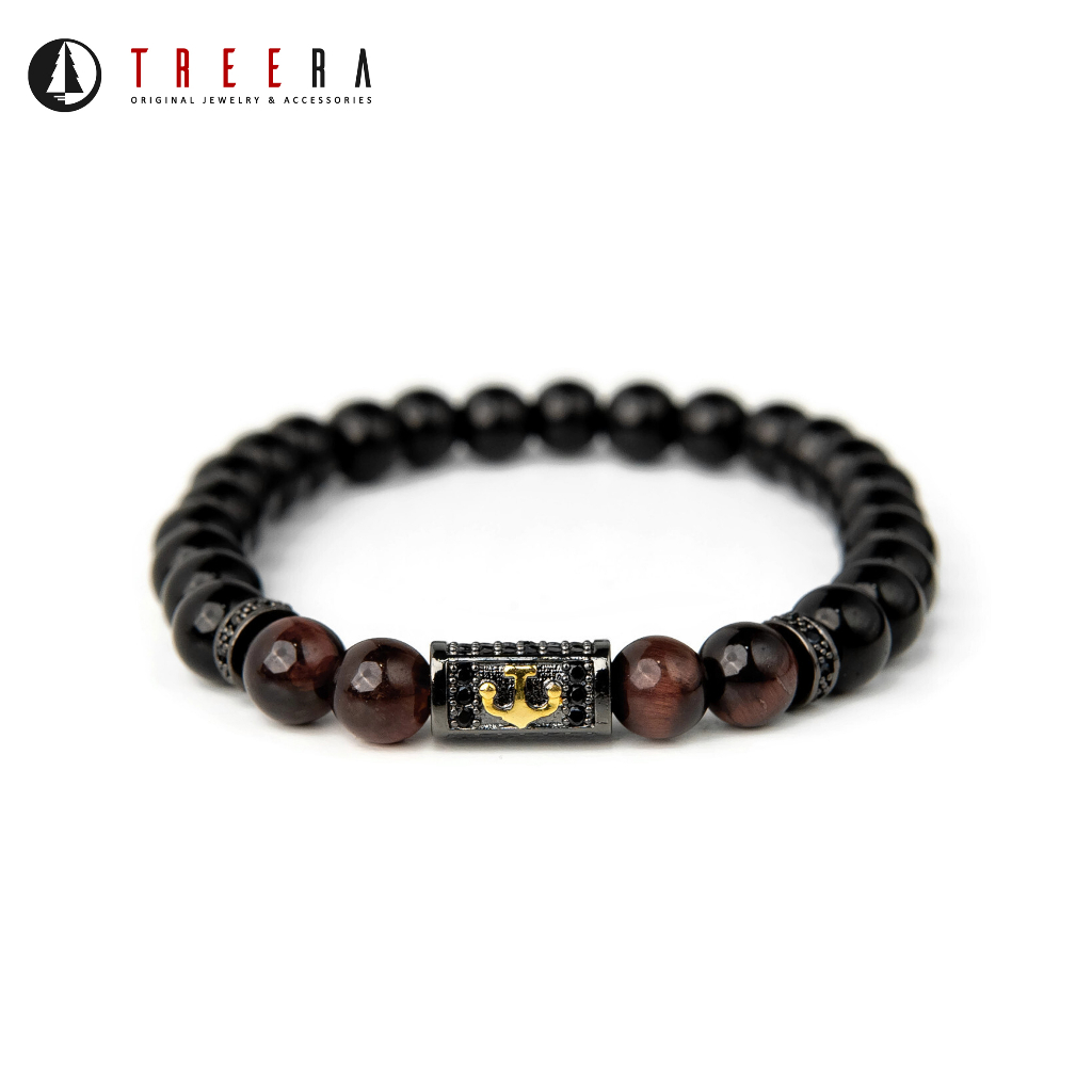 Treera Anchor Dark Red Stone Gelang Batu Alam Asli Pria Premium