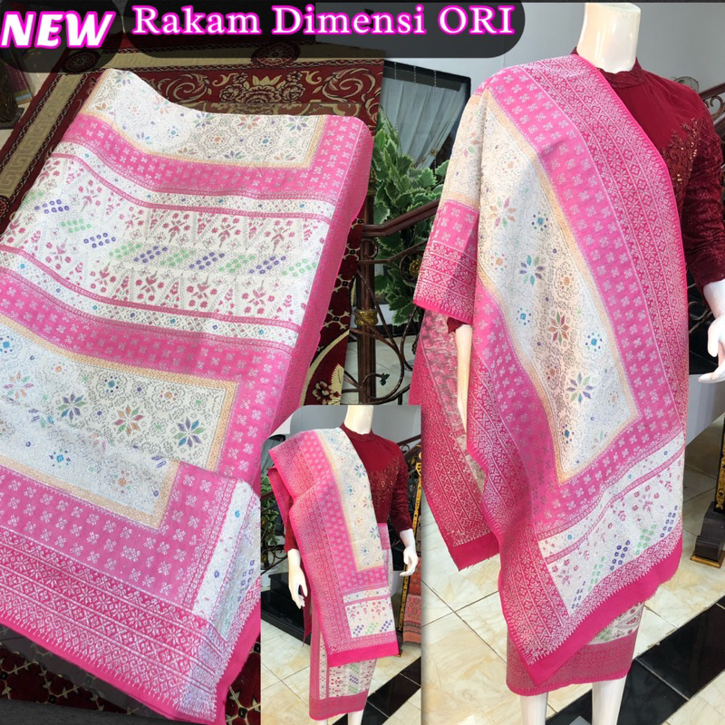 NEW Songket Putih Rakam Kandang Dimensi ORI /putih mix pink / songket tenun asli palembang /ilham so