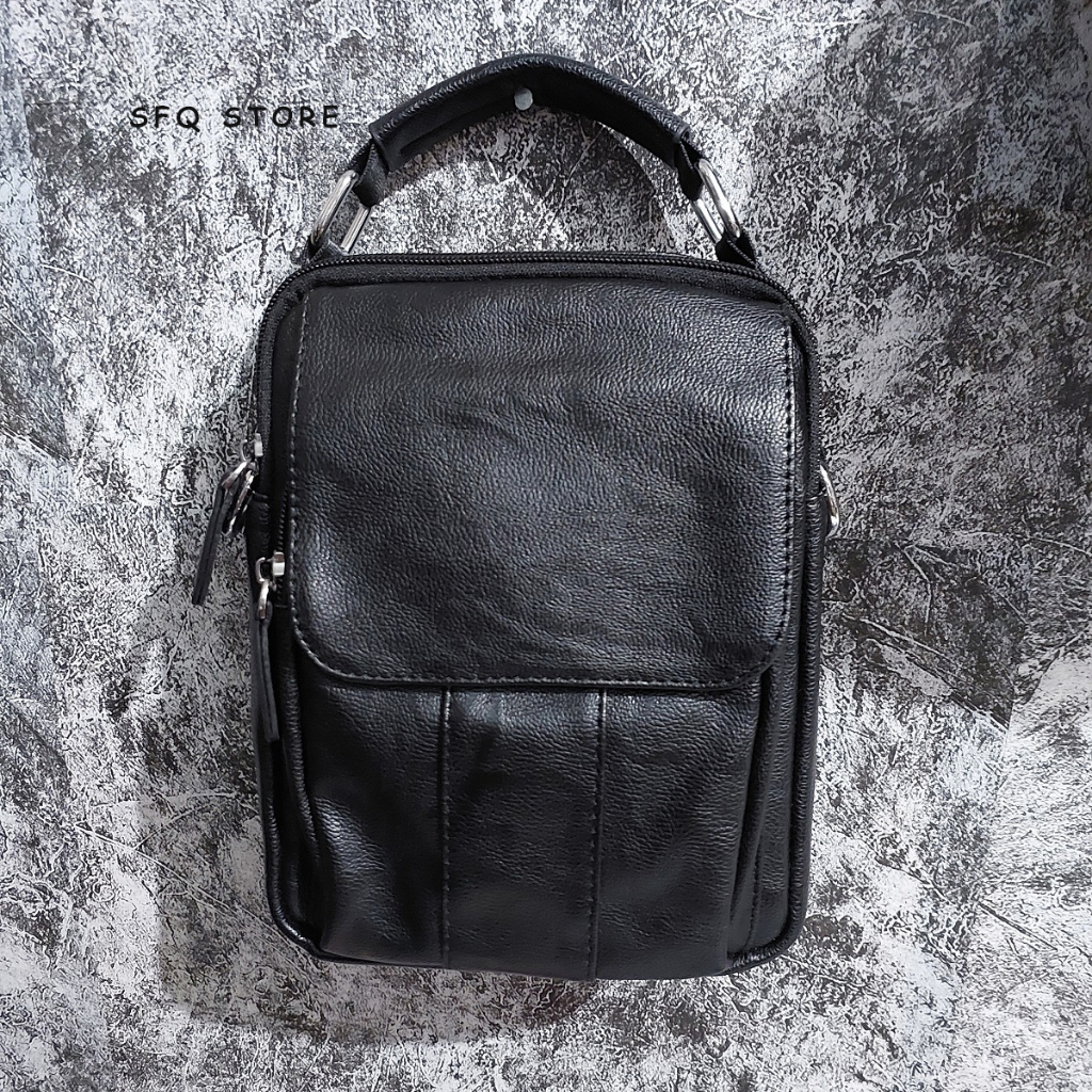 Tas Selempang Kulit Pria Man Crossbody Sling Bag Premium Impor SFQ Store