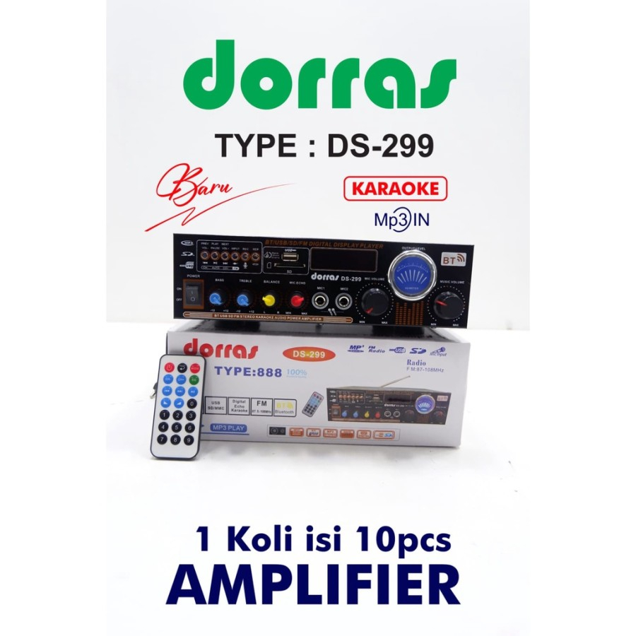 Power amplifier Dorras BT-299 - Amplifier Fleco BT 299 Ac dan DC - Ampli Bluetooth BT 299 fm dll