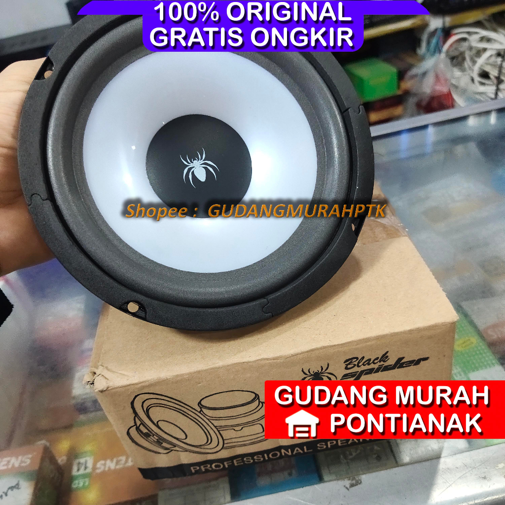 Speaker Blackspider 6&quot; 100 Watt 610 WFPP Black Spider 610WFPP Ori 6 Inch 100W 100watt Woofer Bass Kualitas ATAS
