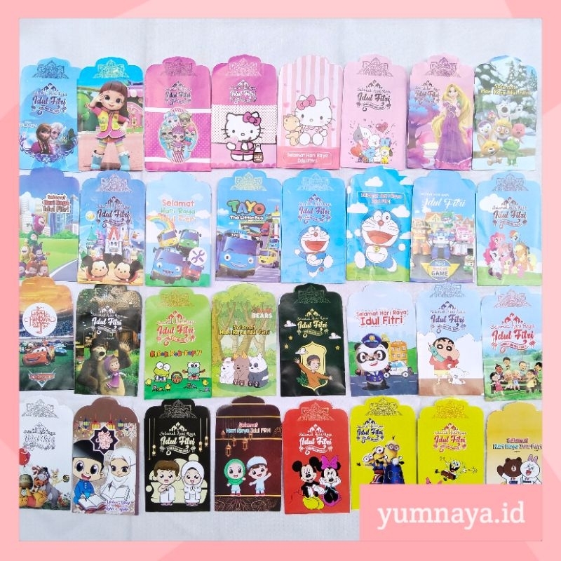 

❤ Amplop lebaran terbaru isi 10pcs | Amplop lebaran motif kartun lucu | Angpau Lebaran motif karakter upin ipin frozen hello kity spongbob minions cars little pony keroppi doraemon