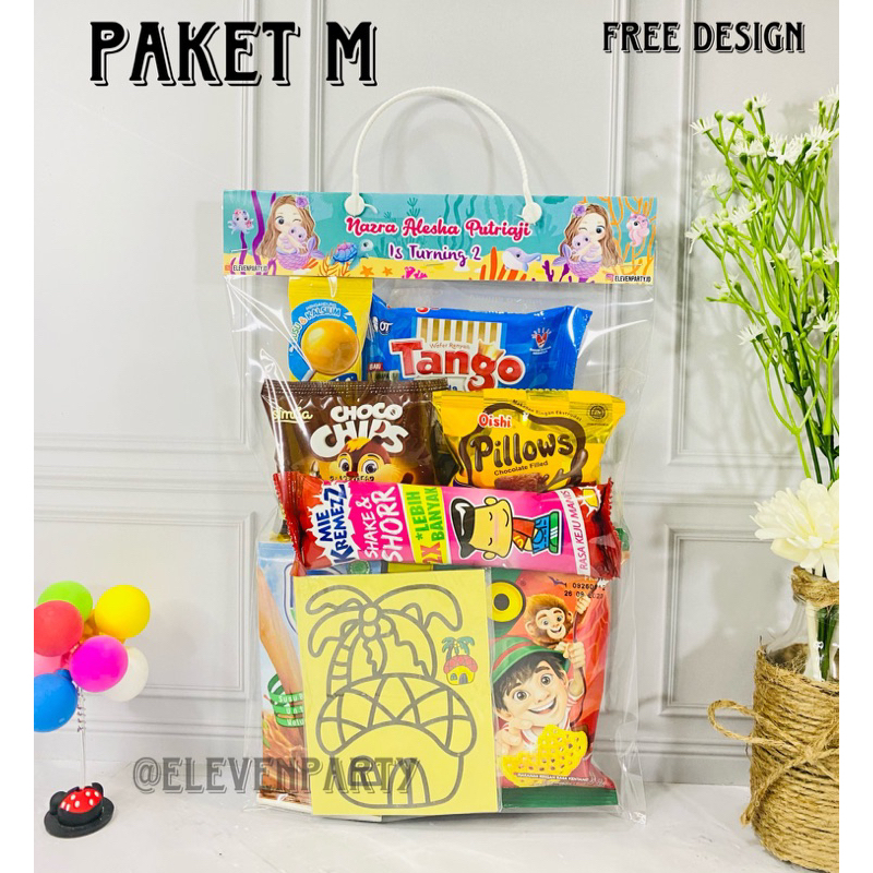 

Paket Snack Ulang Tahun M / Bingkisan / Goodiebag ulang tahun free gambar pasir+ label snack custom