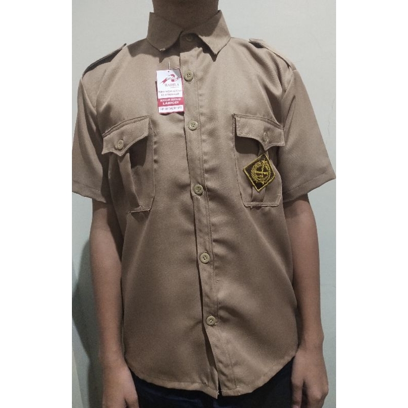 Seragam Sekolah Baju Pramuka Pendek Laki-laki Kain Larici