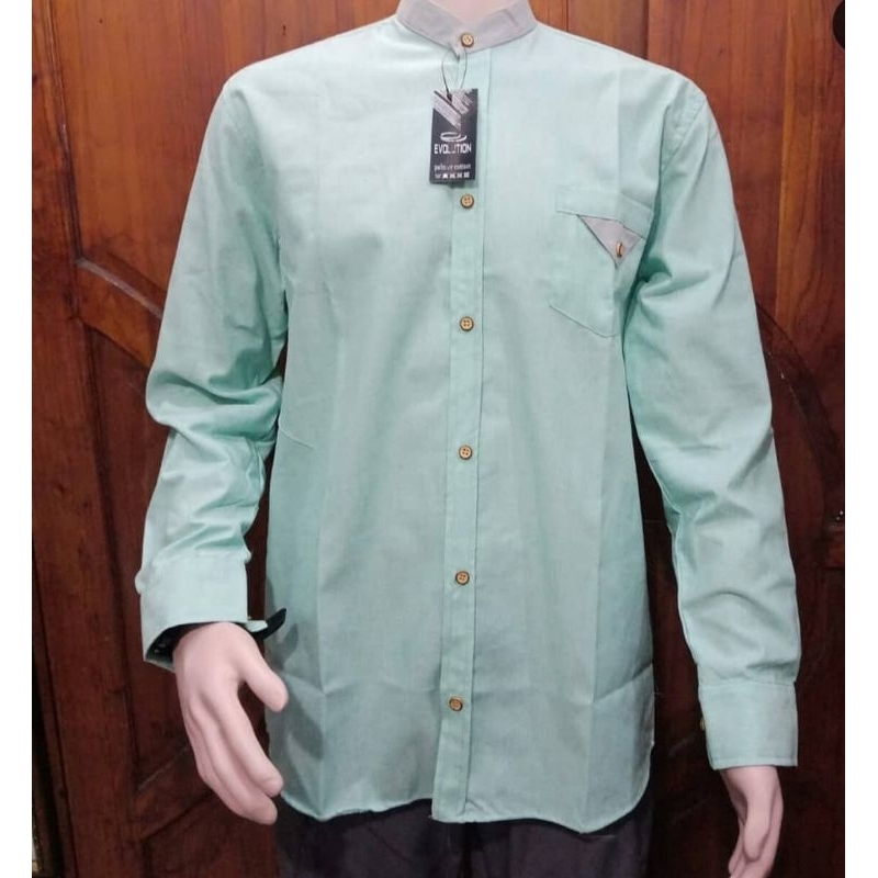 BAJU KOKO Jumbo Hijau lengan panjang