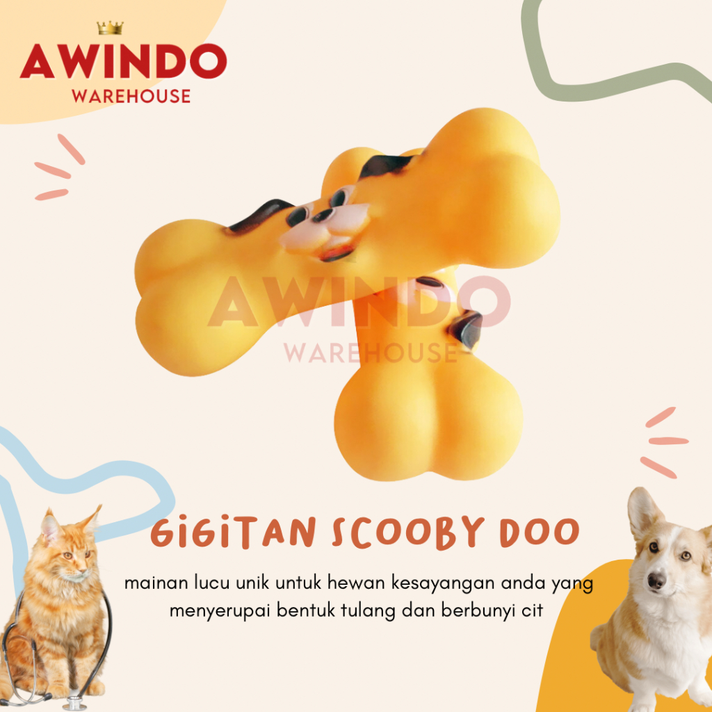 GIGITAN SCOOBY DOO MOTIF 07 - Mainan Tulang Gigitan Anjing Kucing Gerigi Bunyi Cit