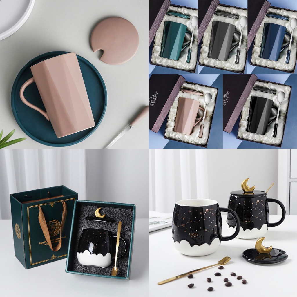 Mug / Gelas Set Keramik Hampers Gift Box Cangkir kopi teh tutup nordic premium