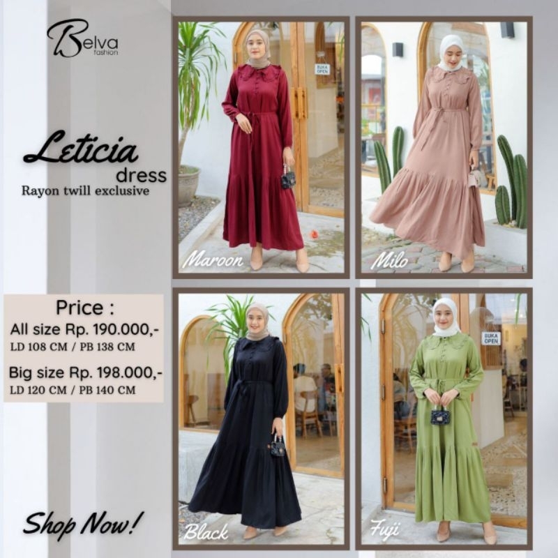COD ✓ LETICIA DRESS By BELVA FASHION / GAMIS SIMPLE BERKUALITAS