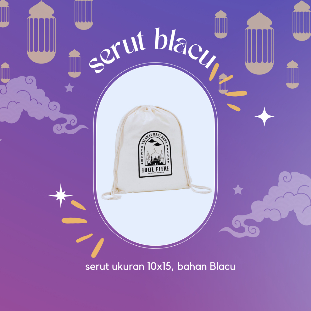 Pouch Lebaran 15x20cm / kantung kecil - Serut Blacu/Spunbond  -  Custom