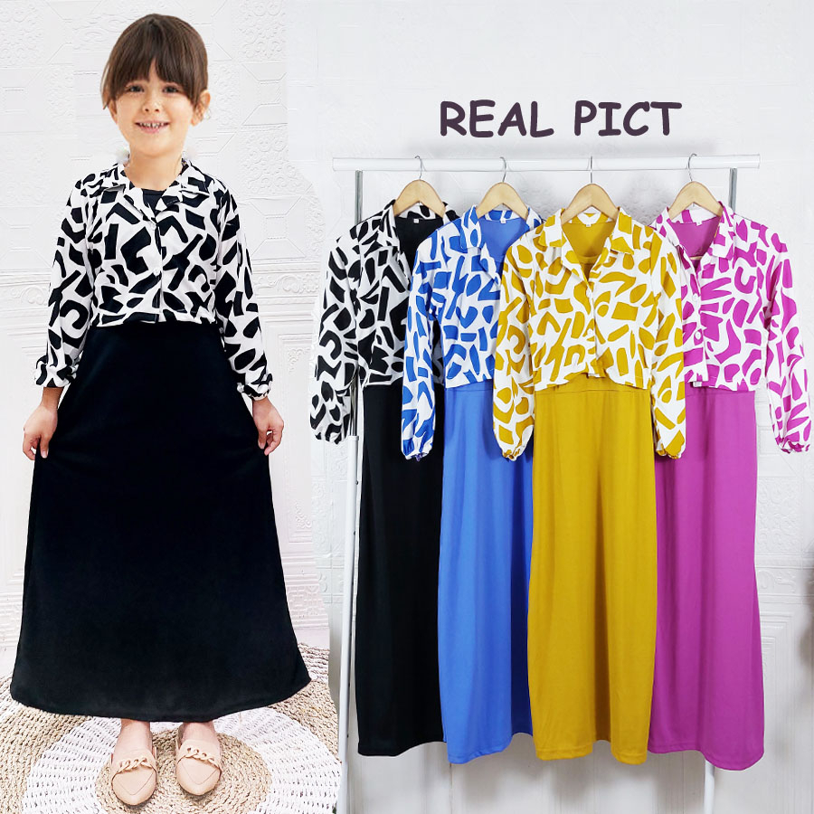 SET AGILAH BLAZER SET GAMIS RUFFLE KOMBINASI ROMPI ANAK PEREMPUAN 2-13tahun BY GL FASHION