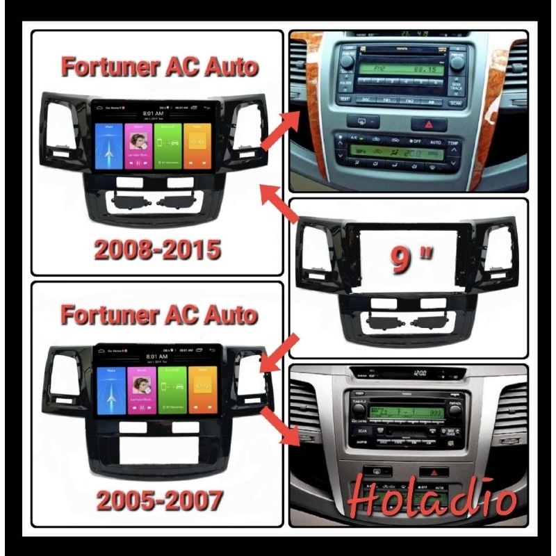 FRAME HEAD UNIT ANDROID 9 INCH FORTUNER / HILUX 2005-2015
