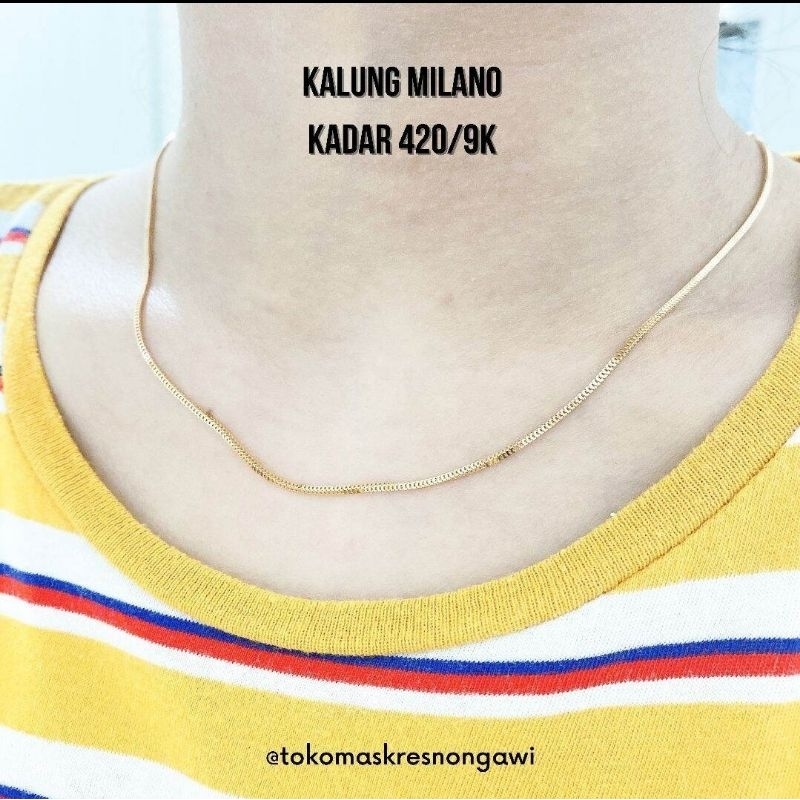 Kalung emas Milano Dewasa dan Anak U B S kadar 420/9k