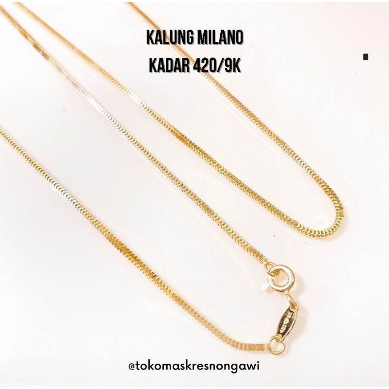 Kalung emas Milano Dewasa dan Anak U B S kadar 420/9k