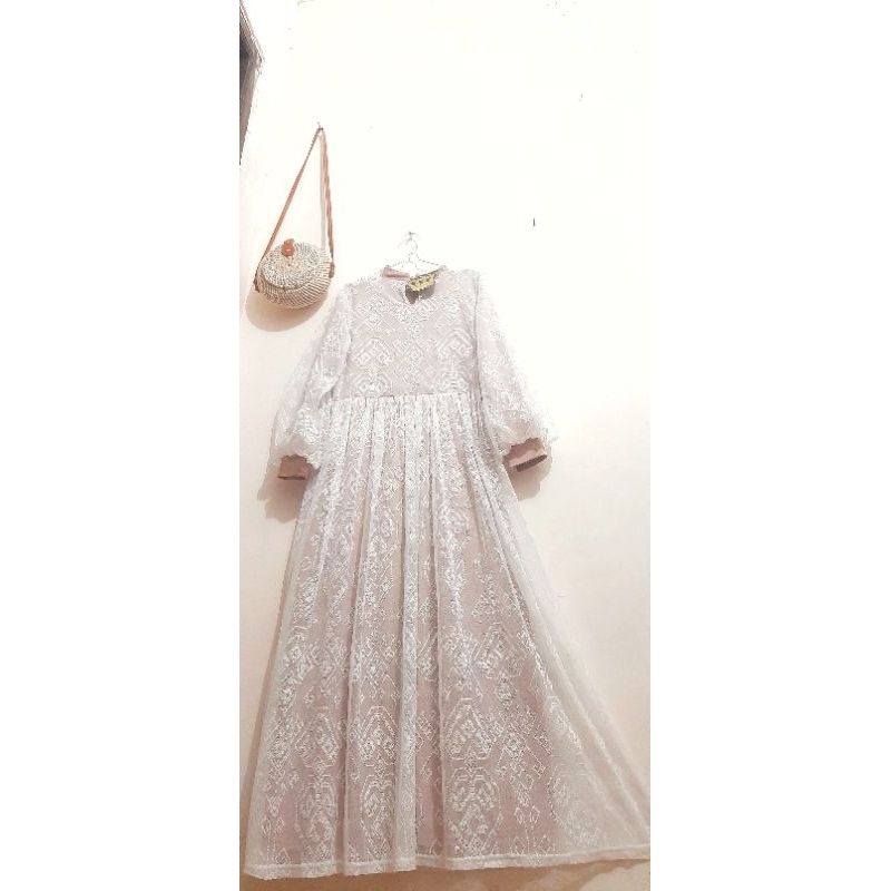 gamis brukat etnik gamis brukat putih gamis brukat lebaran putih