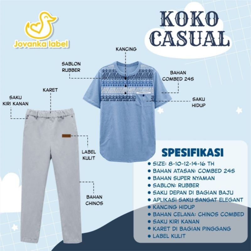 Ready ‼️ Set Koko Casual By Jovanka Label Set Koko Bahan Nyaman Teen series bisa Cod