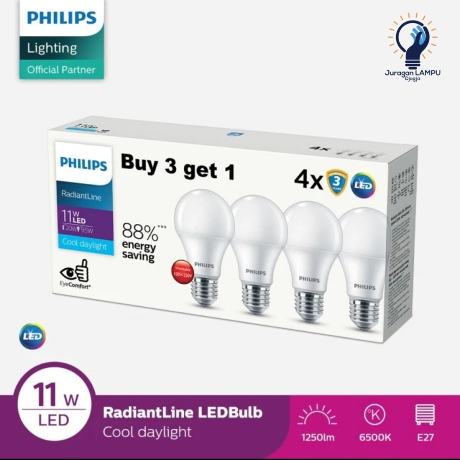 Philips Multipack RadiantLine LEDBulb 11W 6500K Putih atau 5w phillips