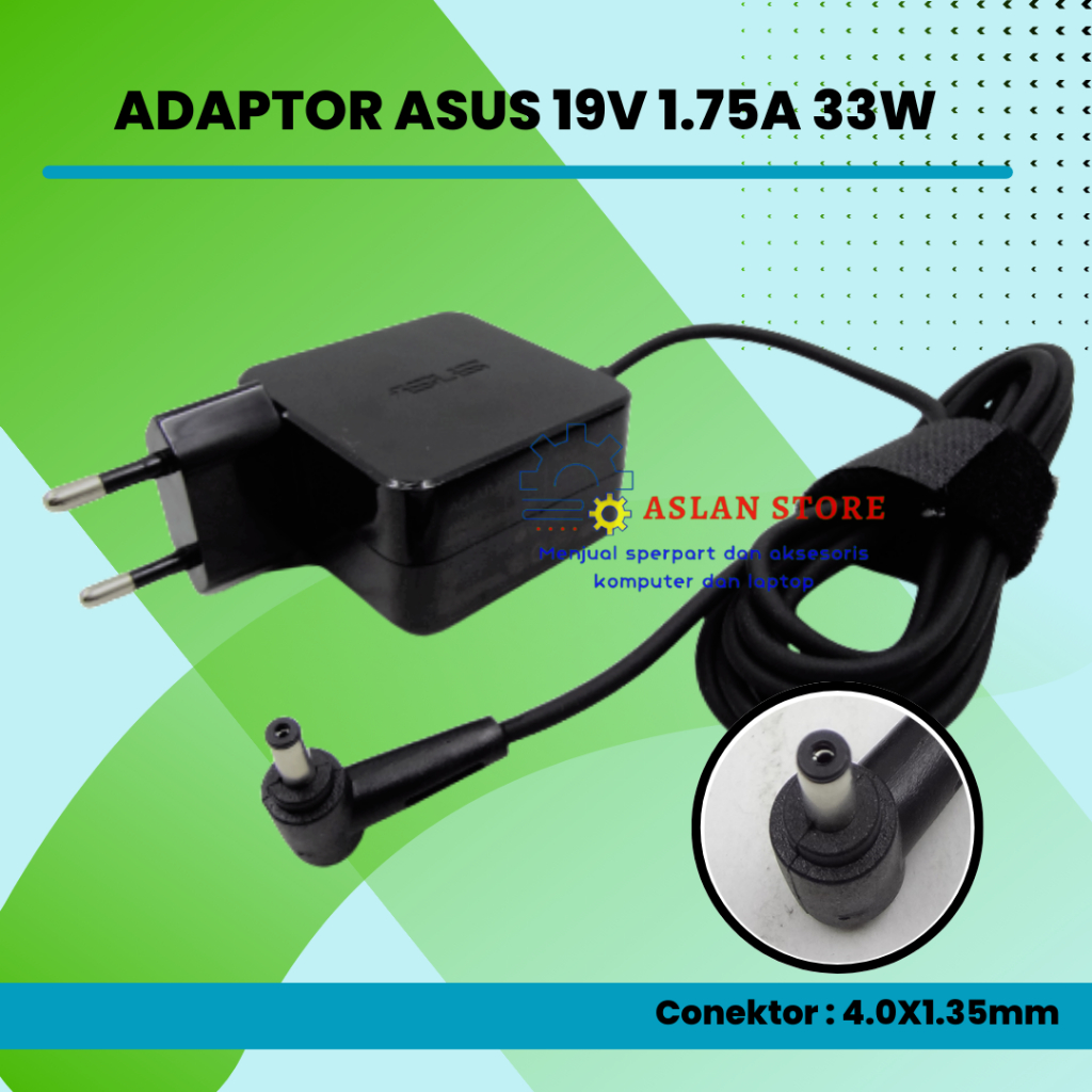 33W 19V 1.75A 4.0x1.35mm Power Adaptor Charger Original Asus X200 X201 X200CA X200MA X200M X453 X453M X453MA X453S X453SA