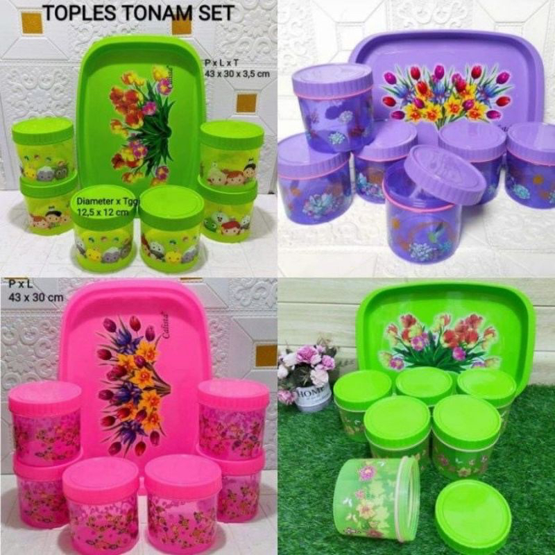 TOPLES CALISTA TONAM ISI 7 PCS BAHAN PLASTIK TEBAL BPA FREE DILENGKAPI NAMPAN CANTIK MOTIF BUNGA WARNA CALISTA