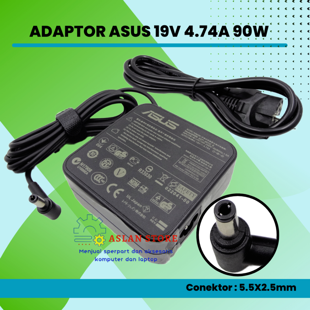 AC Adapter Charger Casan Asus 19V 4.74A 90W 5.5x2.5mm N56DP N56V N56VJ Q301 Q301L Q301LA Q400A Q550 Q550L Q550LF Q551LN R500A R500N R500VD