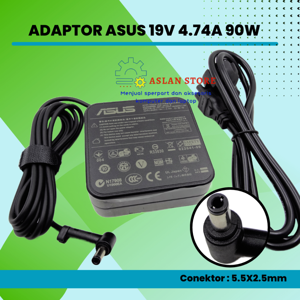 ADAPTOR ASUS 90W 19V 4.74A 5.5 x 2.5 mm Charger Asus EXA1202YH K550D X750JA-DB71 PA-1900-42 PA-1900-30 Asus A52F A53E A53S A53U A55A A55VD D550CA D550M D550MAV