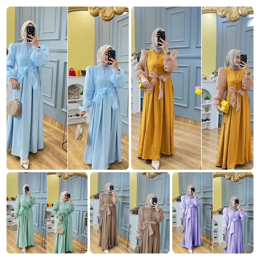 REALPIC MAXY CATALYA 3 UKURAN M L XL FASHION PAKAIAN WANITA DRESS GAMIS MAXI BUSUI MR BAHAN CRINKLE ADA VIDEO REAL PRODUK