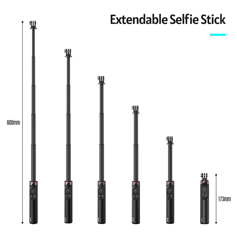 Telesin Mini Tripod Tongsis Selfie Stick Smartphone and Action Cam with Remote Control - TE-RCSS-001 - Black