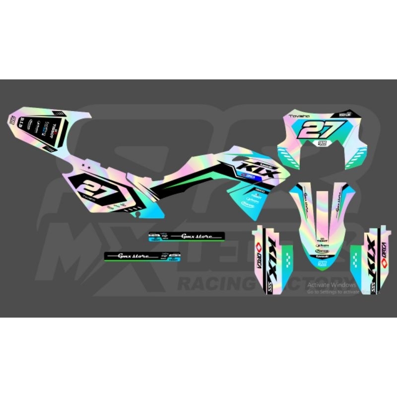 Decal Custome Klx Hologram full pelangi