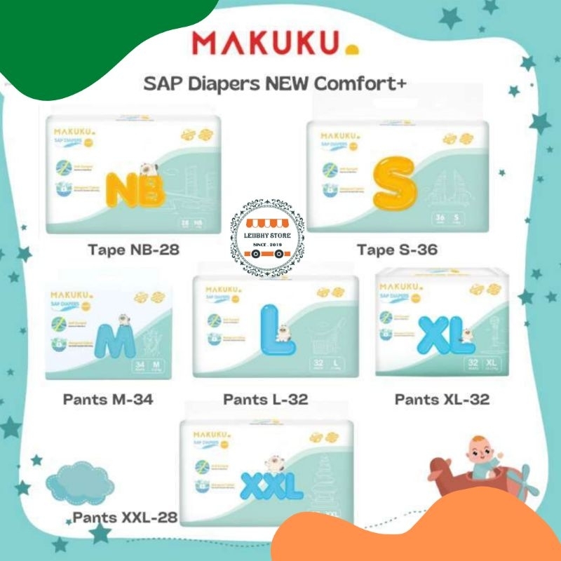 MAKUKU COMFORT PLUS/FIT NB32,S30,S36,M28,M34,L26,L32,XL24,XL32,XXL22