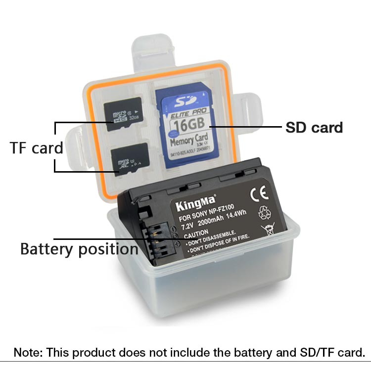 KingMa Kotak Baterai Sony NP-FZ100 ILCE-9 A7M3 A7R3 A9 7RM3 - Fz100 - Transparent