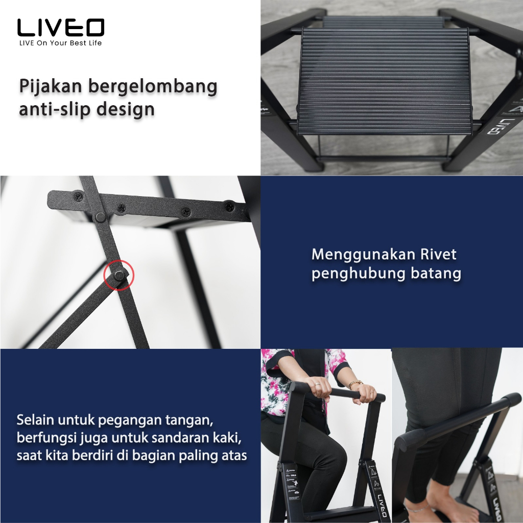 Tangga Rumahan Lipat Alumunium LIVEO LV-182 / Ladder 2 Step