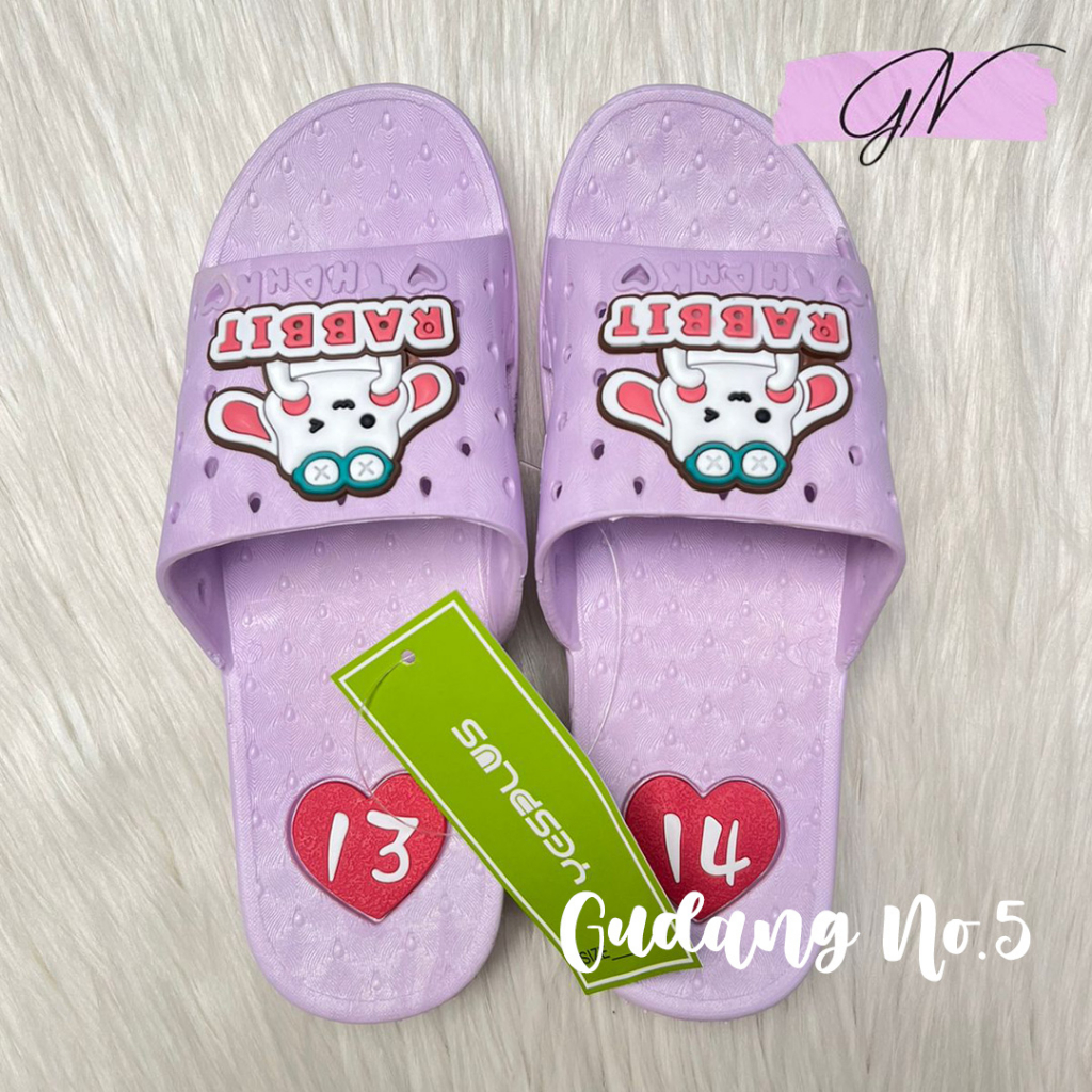 GN-1826 Sandal Selop Jelly Karet Motif Rabbit Import Yesplus Fashion Wanita PCU