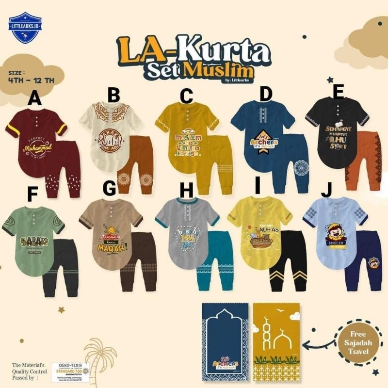 SET KURTA ANAK GRATIS SAJADAH | LA-KURTA LITTLEARKS SET MUSLIM