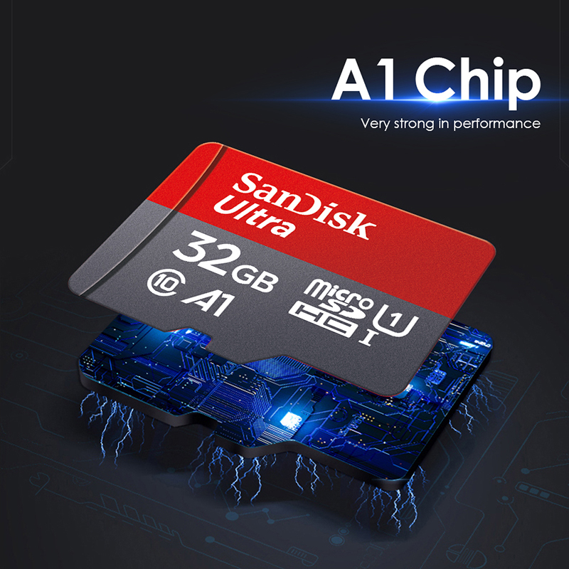 100%Original【Local】SanDisk Memory Card 64gb 32gb 128gb 256GB 512gb A1 Micro Sd card100mb/S