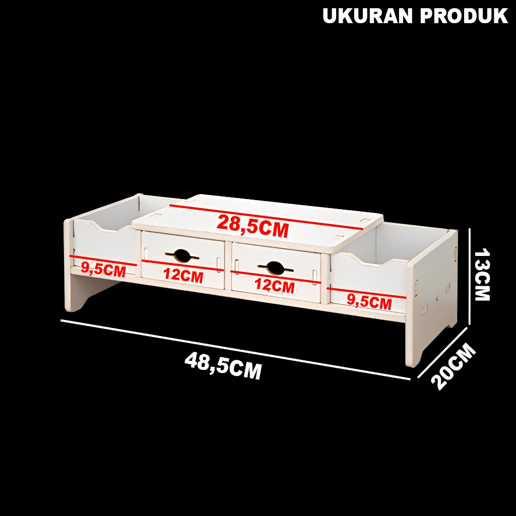 Rak Meja Stand Tatakan Monitor Komputer Serbaguna 2  Laci Desktop Storage Organizer MDF - LC082