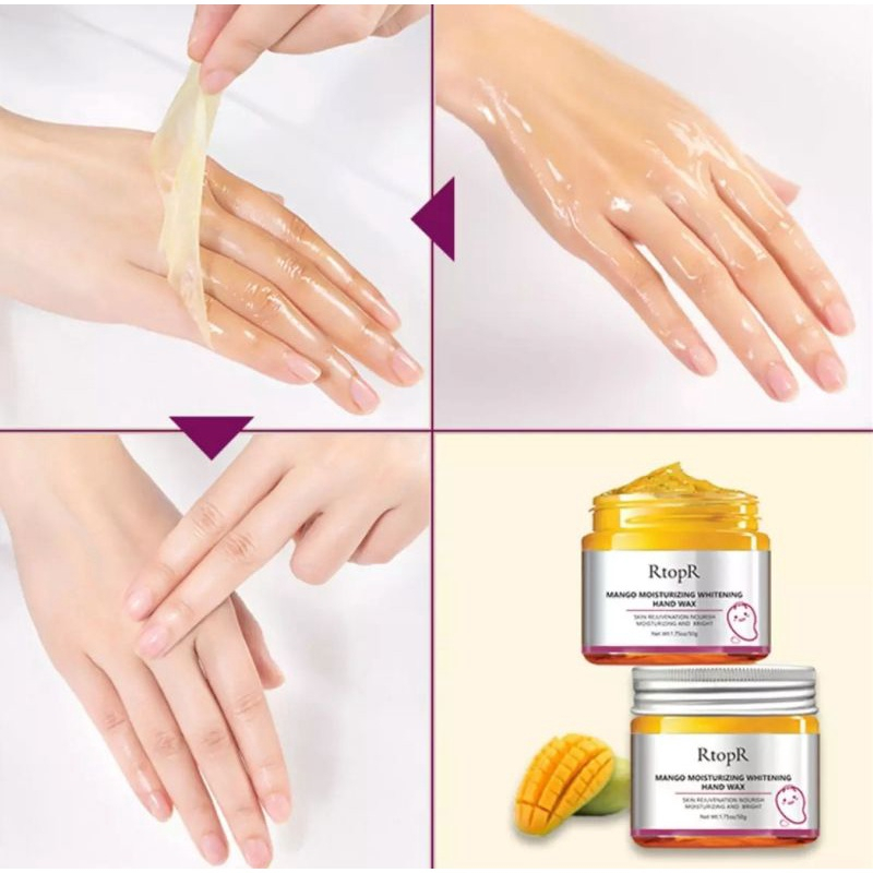 RTOPR MANGO MOSITURIZING WHITENING HAND WAX 50g Pelembab Tangan Pemutih, Wax Mangga untuk Perawatan Kulit Tangan