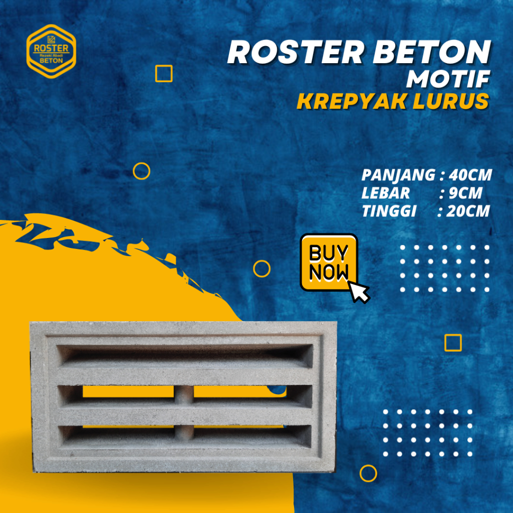 Roster Beton Minimalis,Loster Udara, Atau lubang Angin Motif Krepyak Z Ukuran 40cm X 20cm X 9cm,Rost