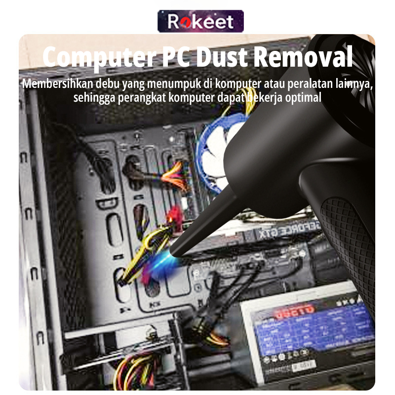 Rokeet Air Duster 2 in 1 Vacuum Blower Kipas Kucing Anjing Komputer PC Laptop Kamera Portable Serbaguna-1