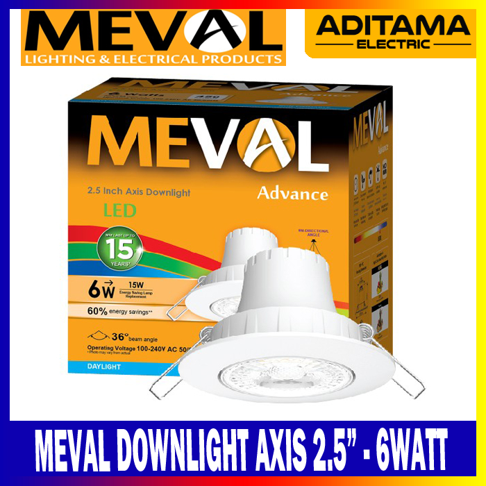 MEVAL DOWNLIGHT AXIS SPOT SOROT SPOTLIGHT 6W 6 WATT WHITE PUTIH