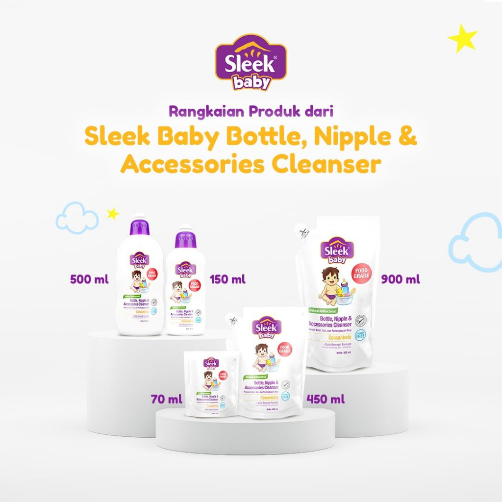 [PENCUCI BOTOL | REFILL 900ML | BPOM] Sleek Cuci Botol / Bottle &amp; Nipple Cleanser 900 ml_Cerianti