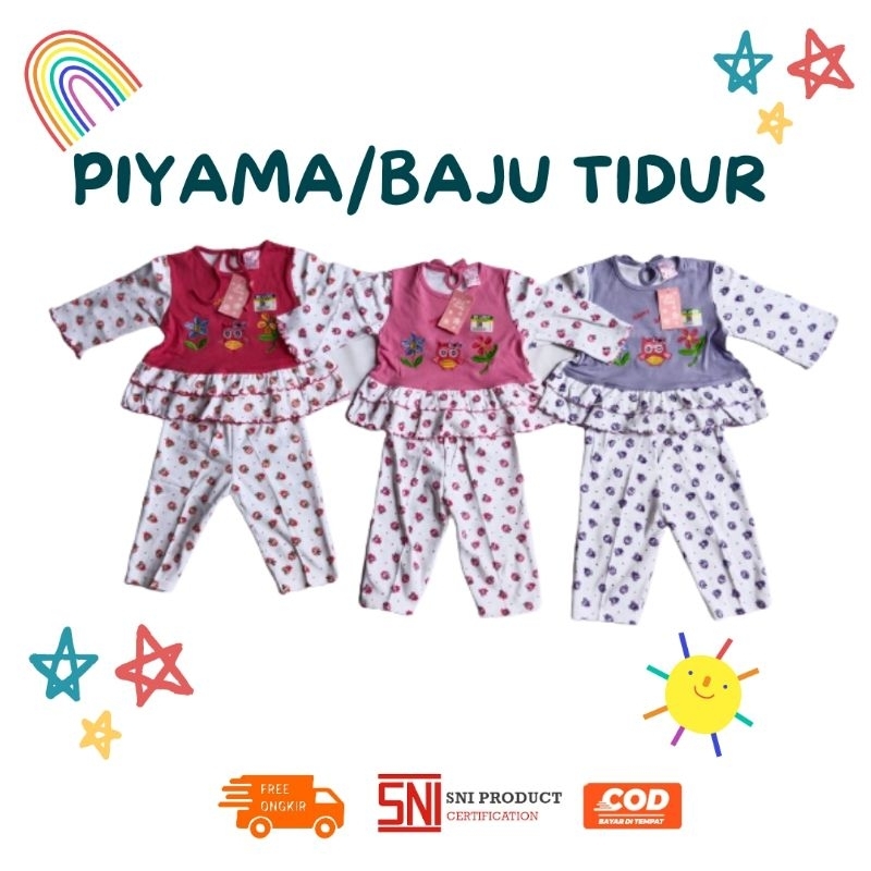 Piyama setelan baju tidur anak bayi lengan panjang premium baby lucky wear