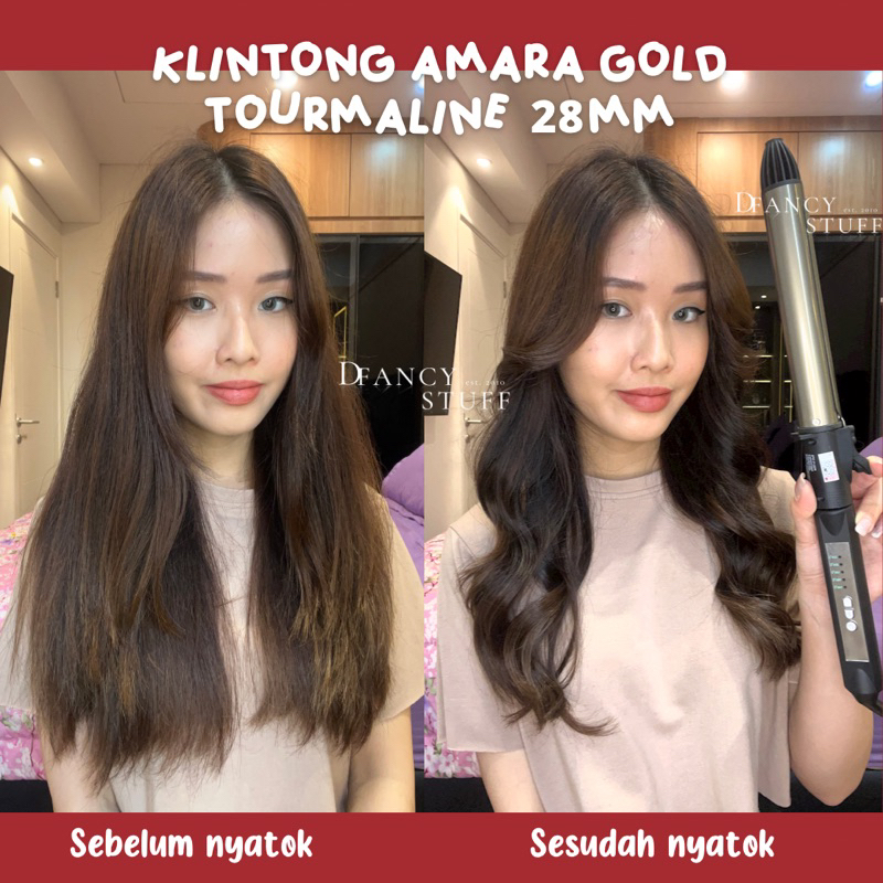 Klintong Amara Gold Tourmaline 28mm 32mm Original GARANSI 6 Bulan - catokan catok curly keriting