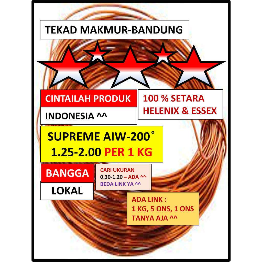 Kawat Tembaga Supreme AIW 1.25-2.00 - Per 1 kg - Setara Essex Hellenic