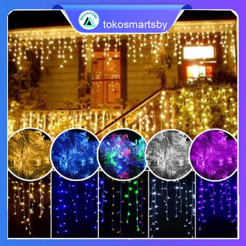 LAMPU LED TIRAI  PUTIH BIRU KUNING PANJANG 4.5M