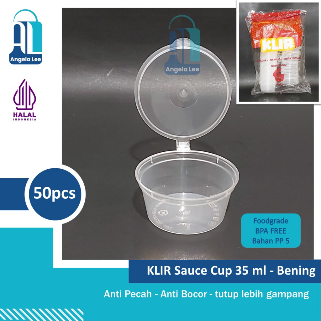 KLIR Sauce Cup Tempat Saus Sambal Thinwall Cup Plastik 25/35/60ml 50pcs Anti Pecah Bocor