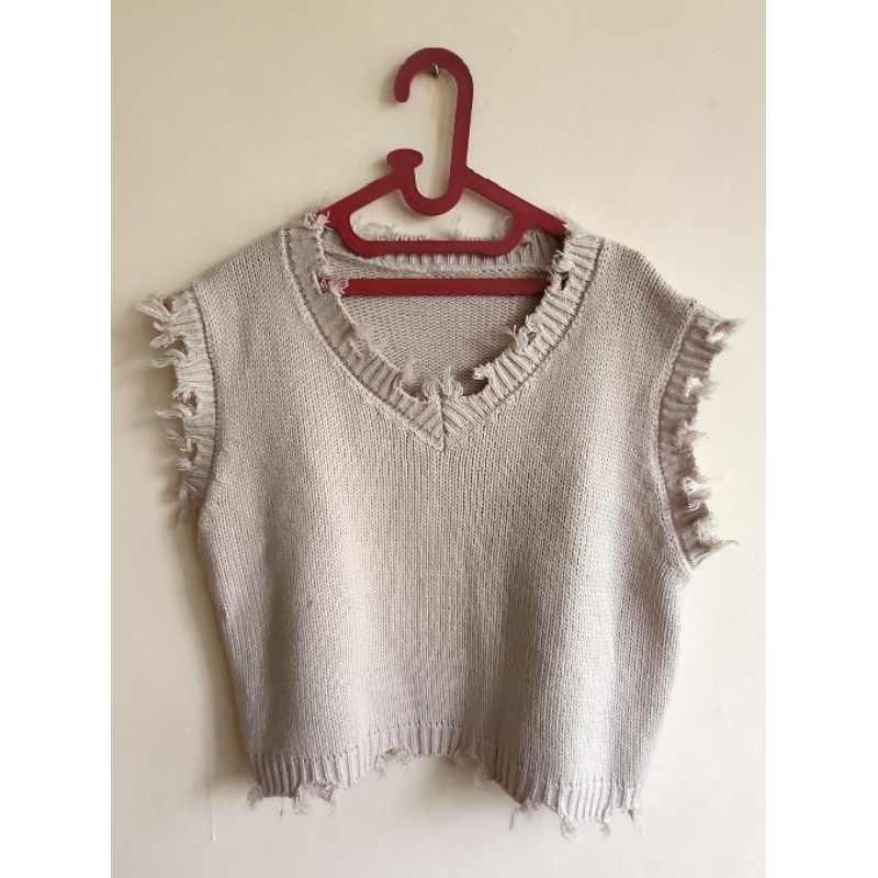 Korean Crop Vest Beige