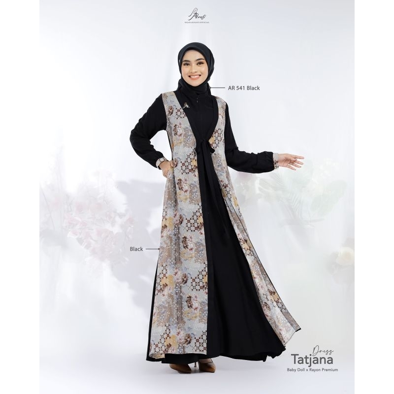 TATJANA DRESS BLACK BY ARRAFI RAYON PREMIUM KOMBINASI BABYDOLL