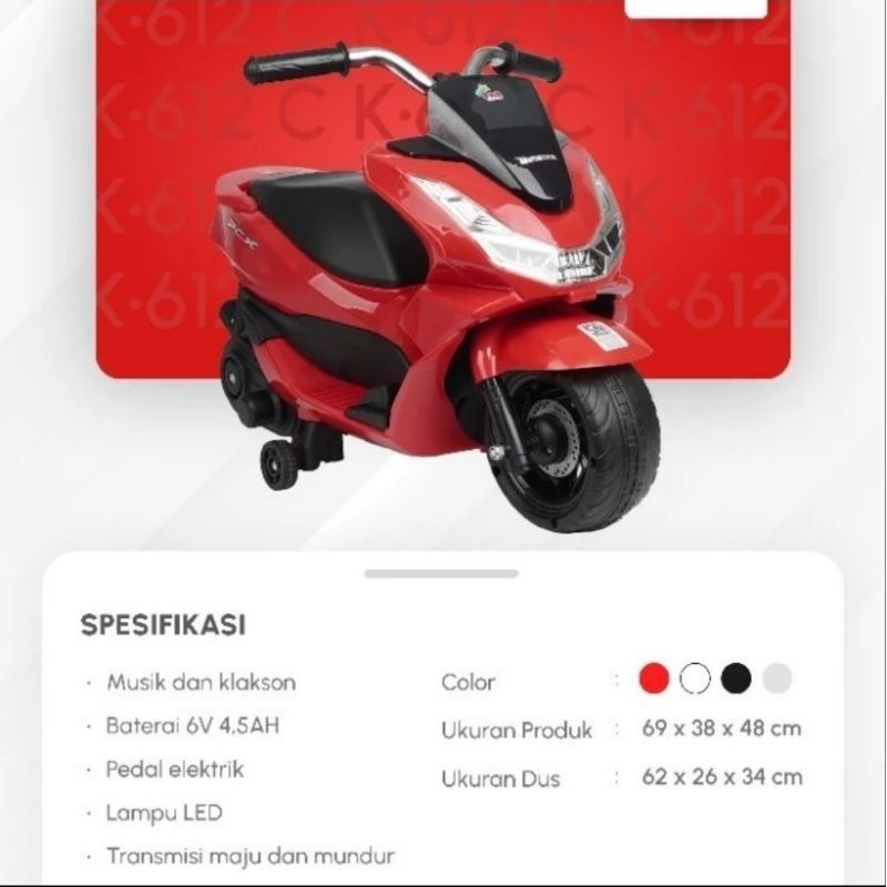 motor aki anak honda pcx mini k-612C motoran mainan anak