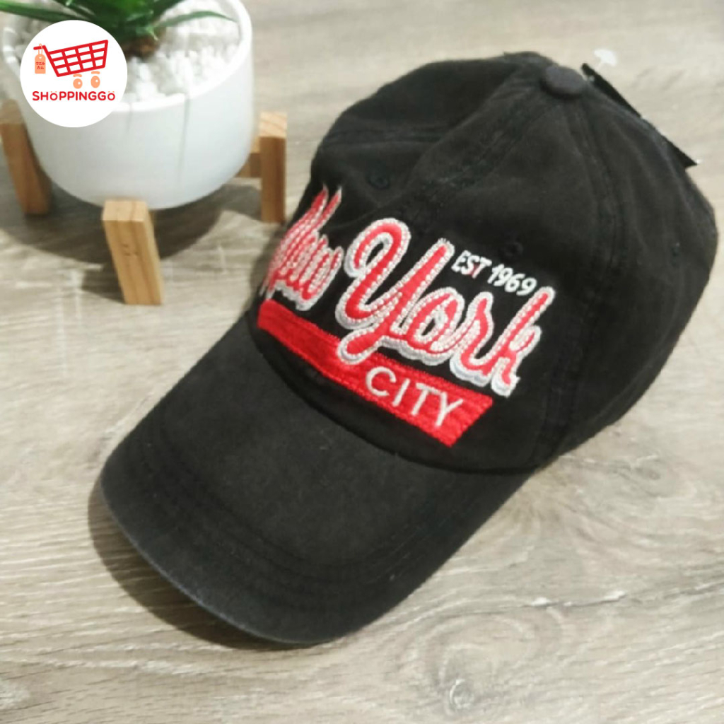 Topi New York City NYC Baseball Cap Original Yankees Import - Black