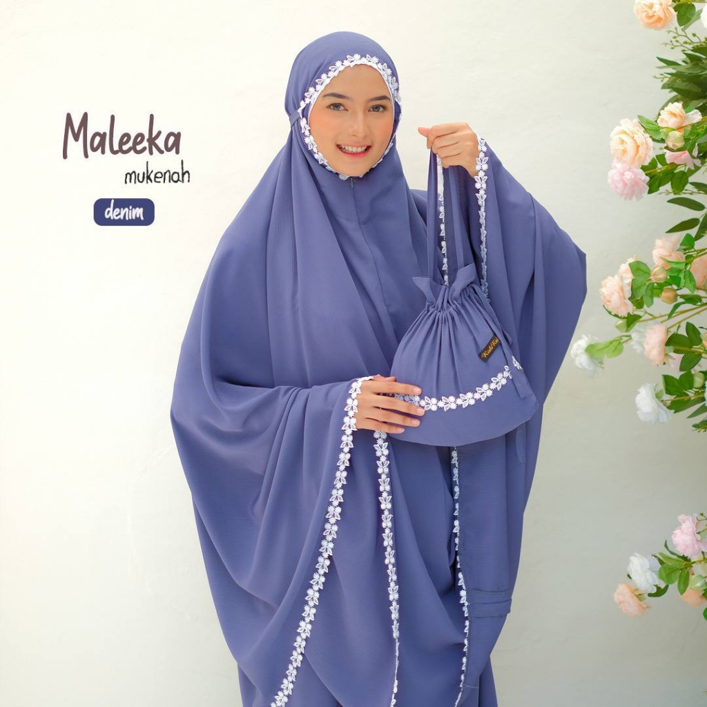 Riskirich Maleeka Mukenah Dewasa Traveling 2in 1 Style Bahan Crinkle Premium Anti Kusut